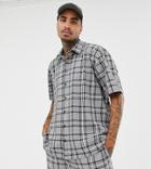 Milk It Vintage Oversized Shirt In Gray Check Two-piece - Gray
