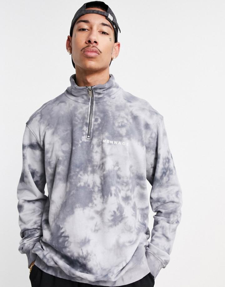 Mennace Half Zip Sweatshirt Set In Gray Tie Dye-blues