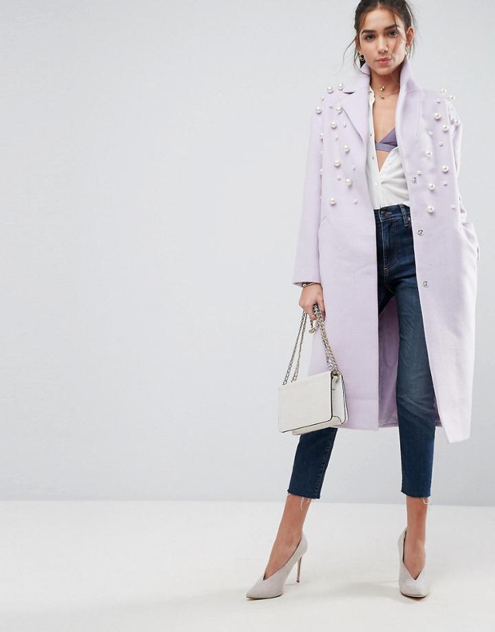 Asos Pearl Soft Coat - Purple
