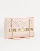 Love Moschino Logo Quilted Bag In Pink