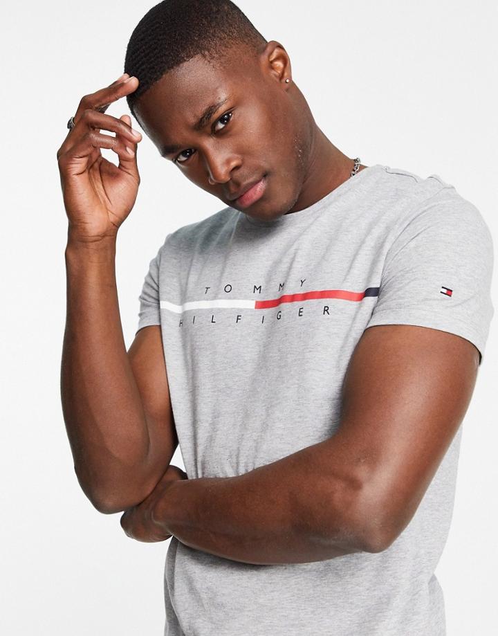 Tommy Hilfiger Corp Split Logo T-shirt In Gray