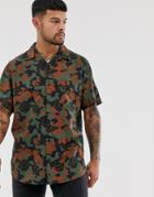 Jack & Jones Camo Patterned Shirt With Short Sleeves-black