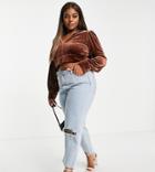 Collective The Label Curve Balloon Sleeve Velvet Crop Top In Chocolate - Part Of A Set-brown