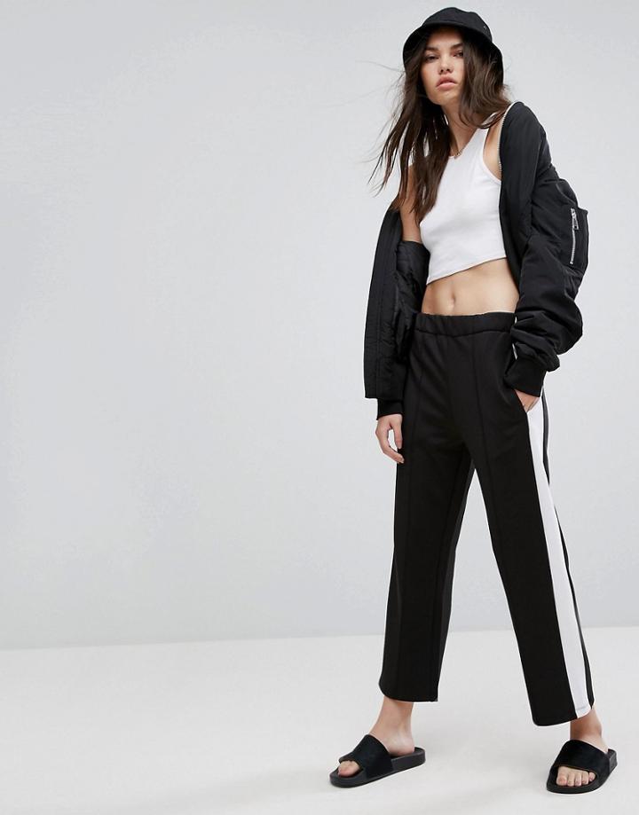 Asos Scuba Culottes With Side Stripe - Black