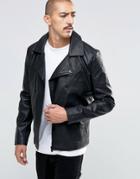 Troy Faux Leather Biker Jacket - Black