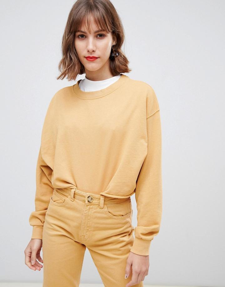Stradivarius Str Cropped Sweat - Yellow