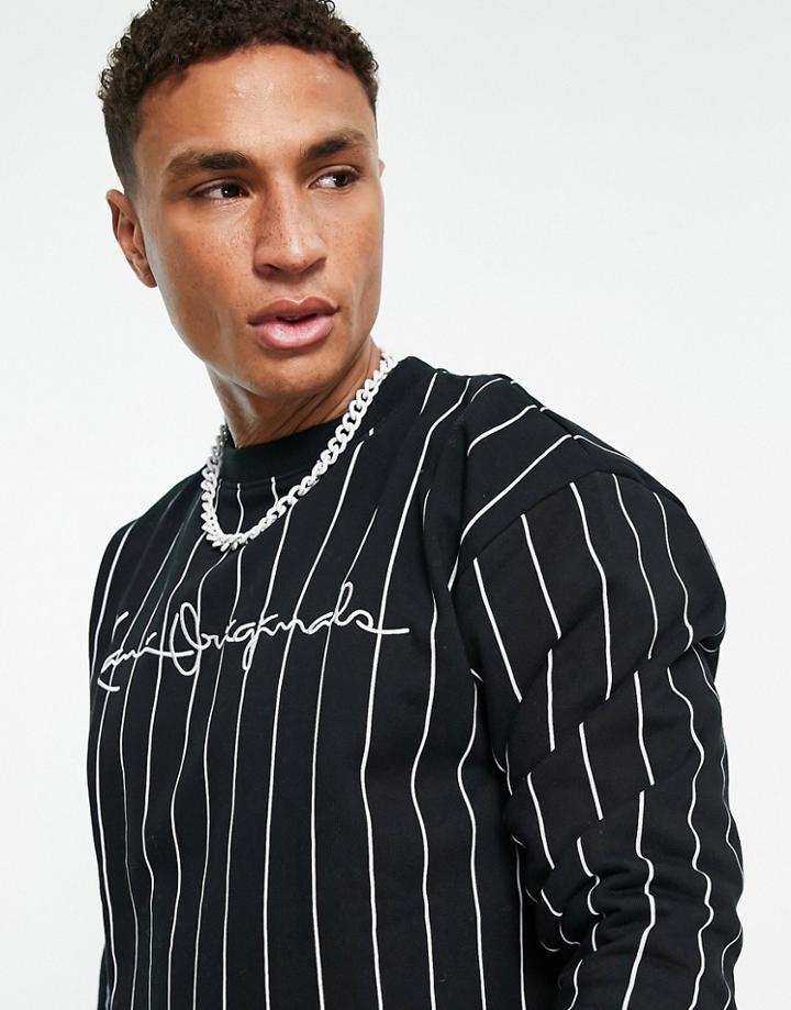 Karl Kani Originals Crew Sweatshirt In Black With White Pinstripe - Part Of A Set