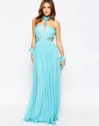 Forever Unique Aliyah Halterneck Maxi Dress - Soft Turquoise