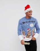 Asos Foundation Holidays Sweater With Festive Dog - Multi