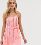 River Island Beach Dress With Belt In Pink - Pink