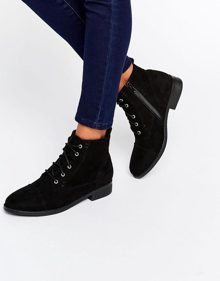 Head Over Heels By Dune Paola Black Lace Up Boots - Black