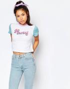 Lazy Oaf Cropped T-shirt With Go Away Print - Pink