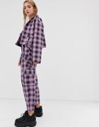 The Ragged Priest Wide Leg Pants In Check Two-piece - Purple