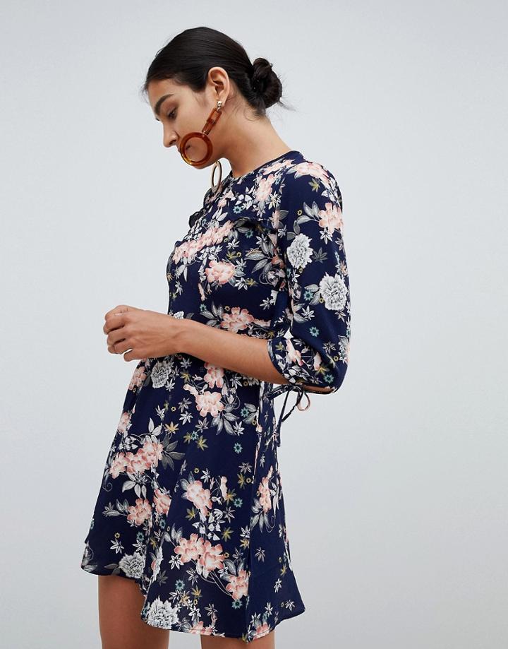 Angel Eye Long Sleeve Dress With Lace Insert - Black