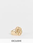 Reclaimed Vintage Inspired Peace Flower Ring In Gold