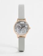 Olivia Burton Ob16sg06 Snow Globe Leather Watch In Gray & Rose Gold - Gray