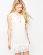 Jasmine Layered Dress With Lace Neckline - White
