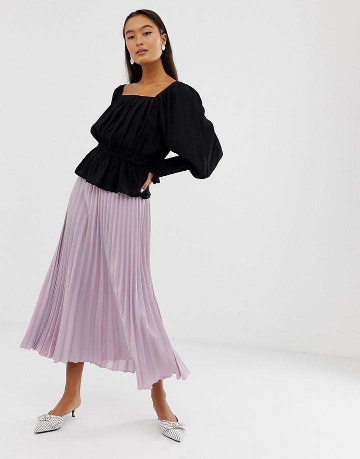 New Look Pleated Midi Skirt In Lilac - Purple