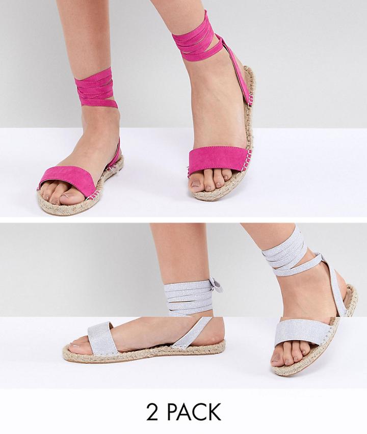 Asos Design Jenica Two Pack Espadrille Sandals - Multi
