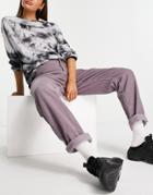 Asos Design High Rise 'slouchy' Mom Jeans In Lilac Cord-purple