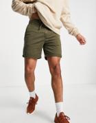 Pull & Bear Chino Shorts In Khaki-green