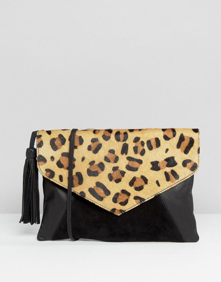 Asos Leather Envelope Cross Body Bag With Tassel - Multi