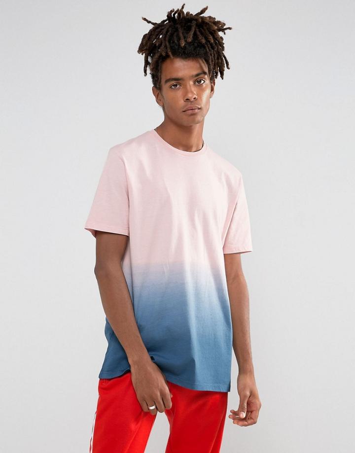 Asos T-shirt With Dip Dye In Pink - Pink