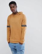 Jack & Jones Core Hoodie With Slogan Sleeve Tape - Beige