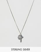 Asos Design Sterling Silver Necklace With St Christopher And Cross Pendants - Silver