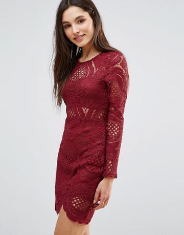 Parisian Lace Dress - Red