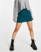 Missyempire Exclusive Knitted Mini Skirt In Teal - Part Of A Set-blues