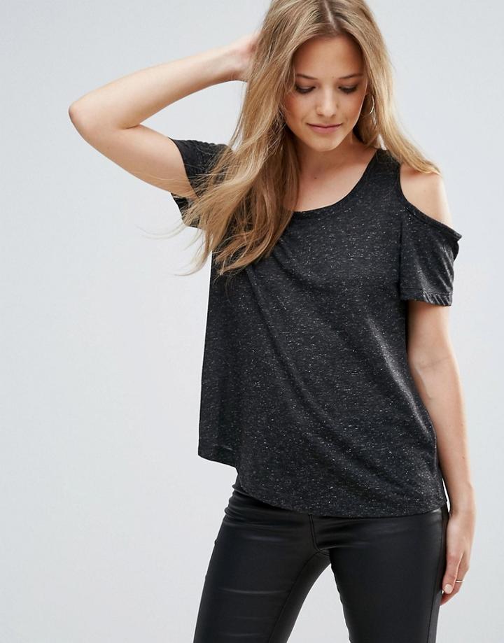 Brave Soul Cold Shoulder Top - Black
