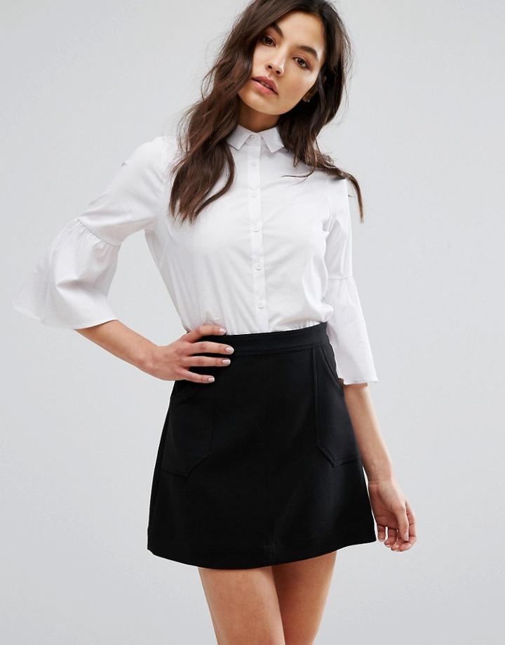 New Look Flare Sleeve Poplin Shirt - White