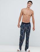 Asos Design Straight Leg Pyjama Bottoms In Snakes & Ladders Print - Navy
