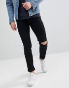 Noak Skinny Jeans In Black With Knee Rips - Black