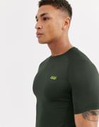 Asos 4505 Icon Muscle Training T-shirt With Quick Dry In Khaki-green