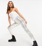 Missy Empire Exclusive Leather-look Leggings With Slits In Snake Print-multi