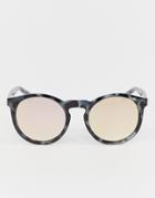 Quay Australia Tort Frame Round Sunglasses - Gray