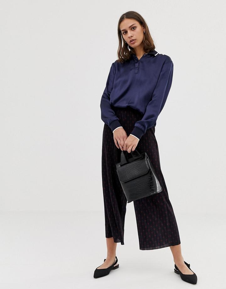 Asos Design Geo Print Plisse Culotte - Multi
