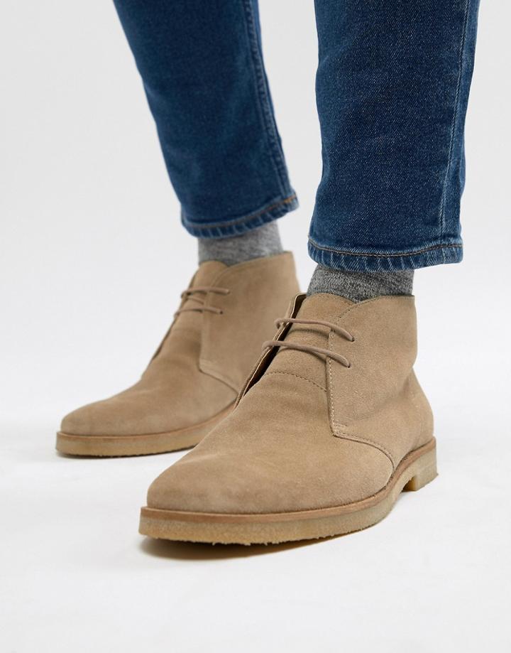 Walk London Hornchurch Suede Desert Boots In Stone - Stone