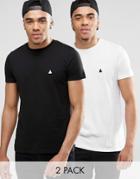Asos 2 Pack T-shirt With Logo Save 19% In White/black