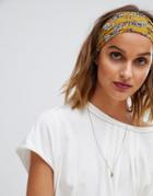 Asos Design Ruched Front Headband In Floral Print - Multi