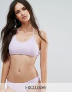 South Beach Lilac Crop Bikini Top - Multi
