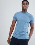 Asos Design Turtleneck T-shirt In Blue - Gray