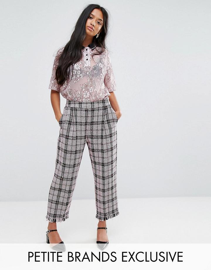 Sister Jane Petite Cropped Pants In Tweed Check - Pink