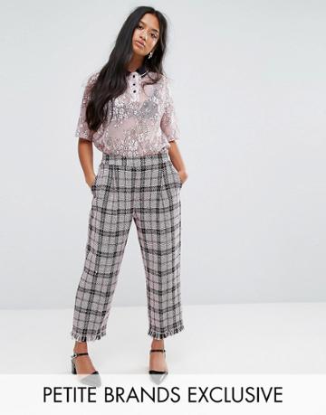 Sister Jane Petite Cropped Pants In Tweed Check - Pink
