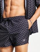 Siksilk Monogram Swim Shorts In Navy