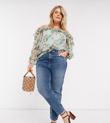 River Island Plus Original Slim Fit Jeans In Mid Wash Blue-blues