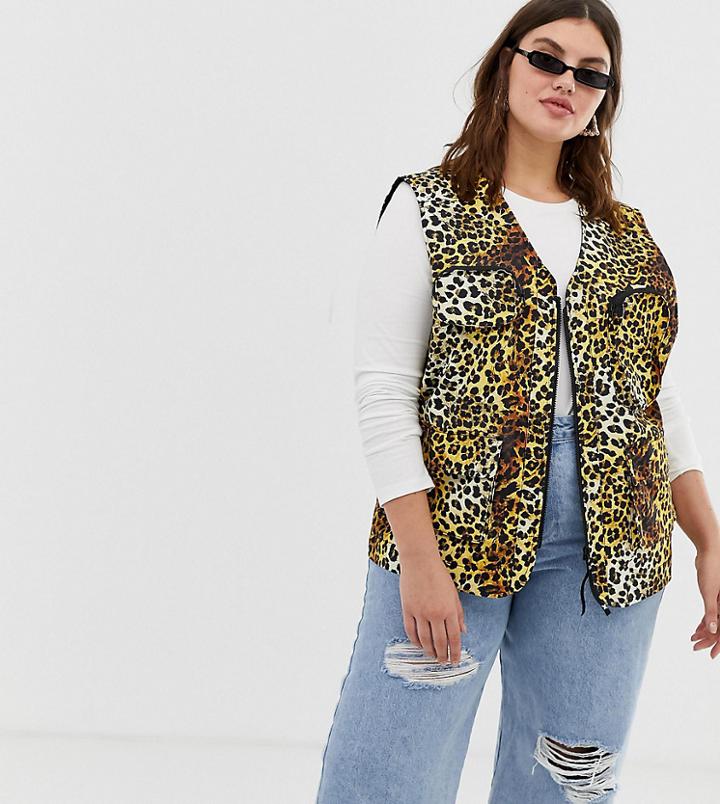 Collusion Plus Leopard Print Sleeveless Utility Tank - Multi