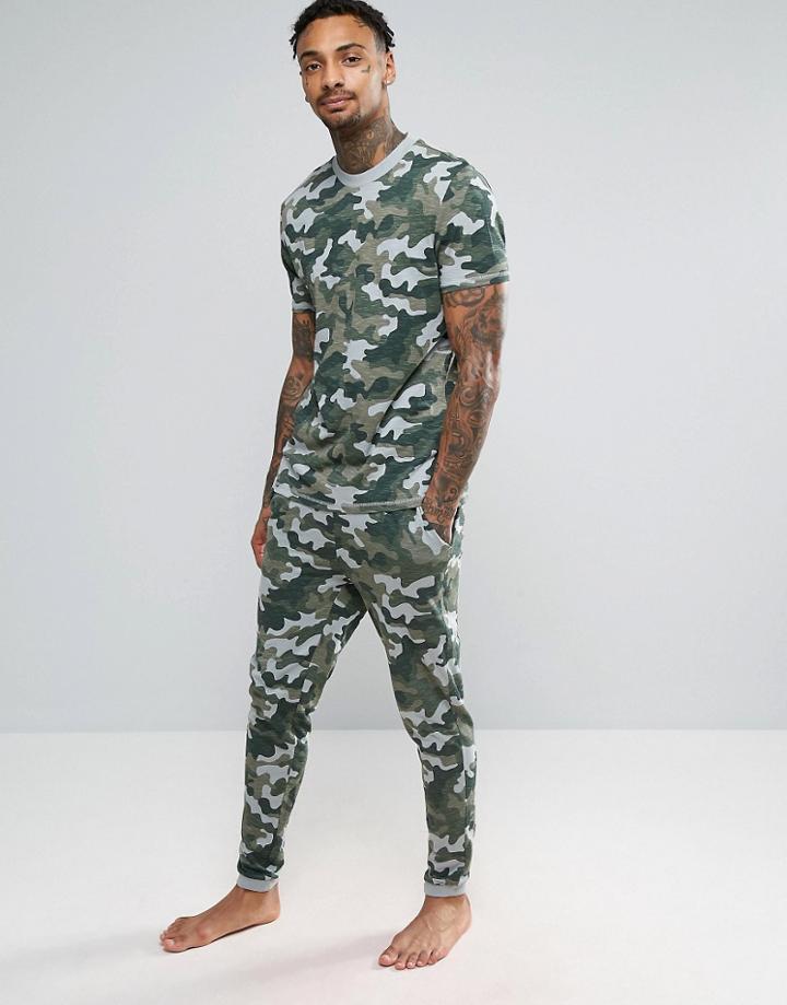 Asos Skinny Jogger In Camo Print - Green